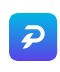 App icon with a blue-to-purple gradient and a white stylized paper plane mark inside a rounded square.