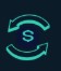 Teal circular arrow surrounding a dollar sign in the center (logo-like).