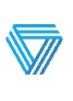 Blue geometric logo forming a stylized triangular emblem with intersecting lines.